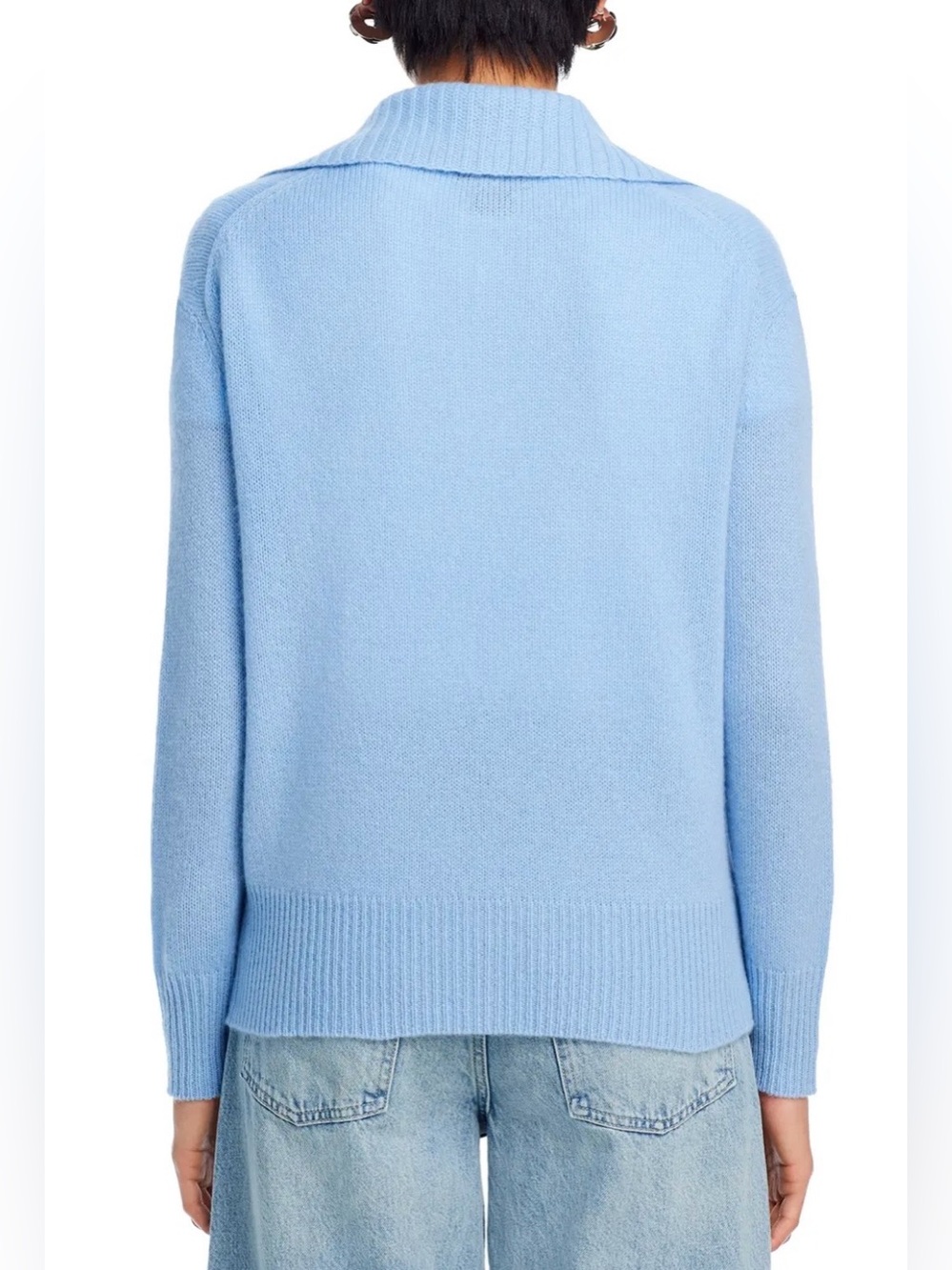 C by Bloomingdale's Light Teal Blue Cashmere Sweater XL Half Zip Quiet Luxury - Picture 6 of 9